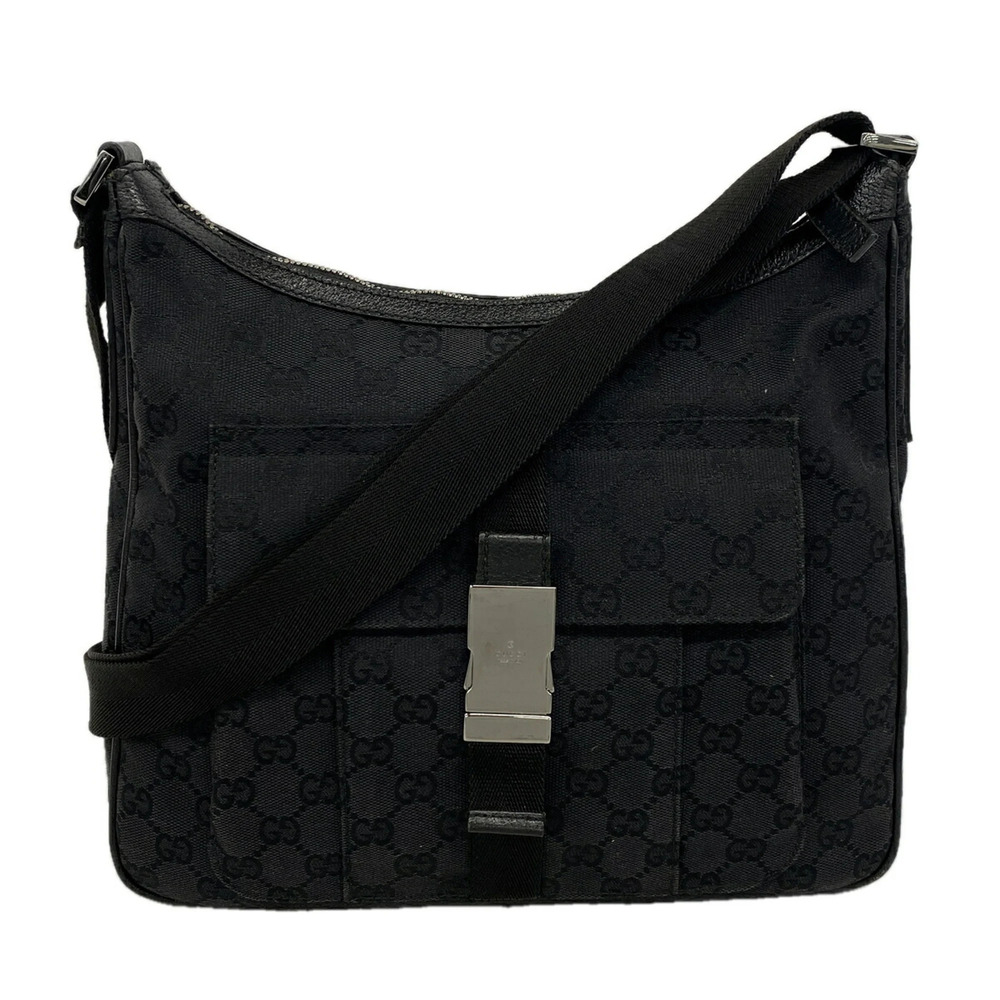 Gucci GG Canvas Shoulder Bag 131211, Black Canvas, Women's